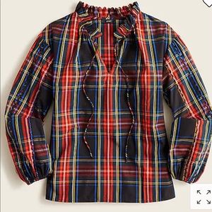 NWT JCREW scalloped tartan plaid blouse